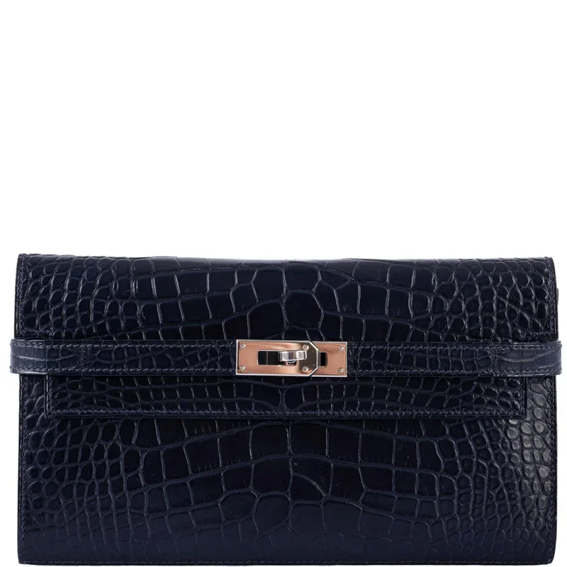 Blue Crocodile Long Wallet Kelly