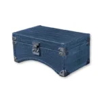 Blue crocodile watch box with eight compartments and gray fabric interior lining