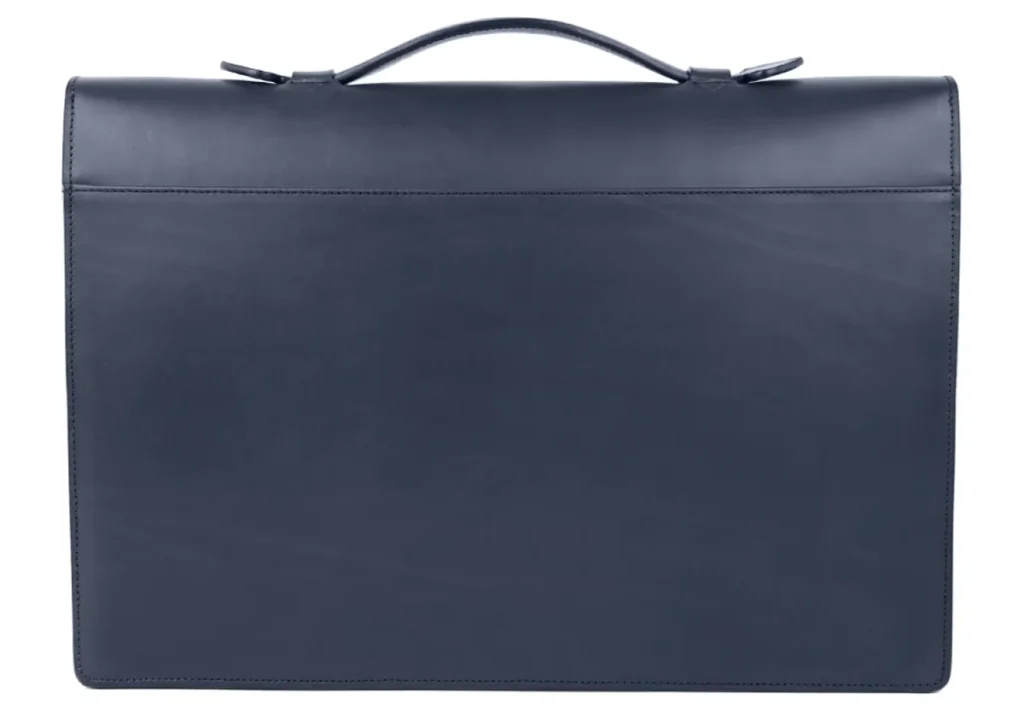 Valigetta in pelle blu con dorso classico