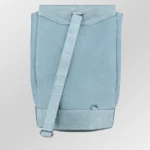 Blue nubuck crocodile backpack with powder blue leather body and crocodile trim accents