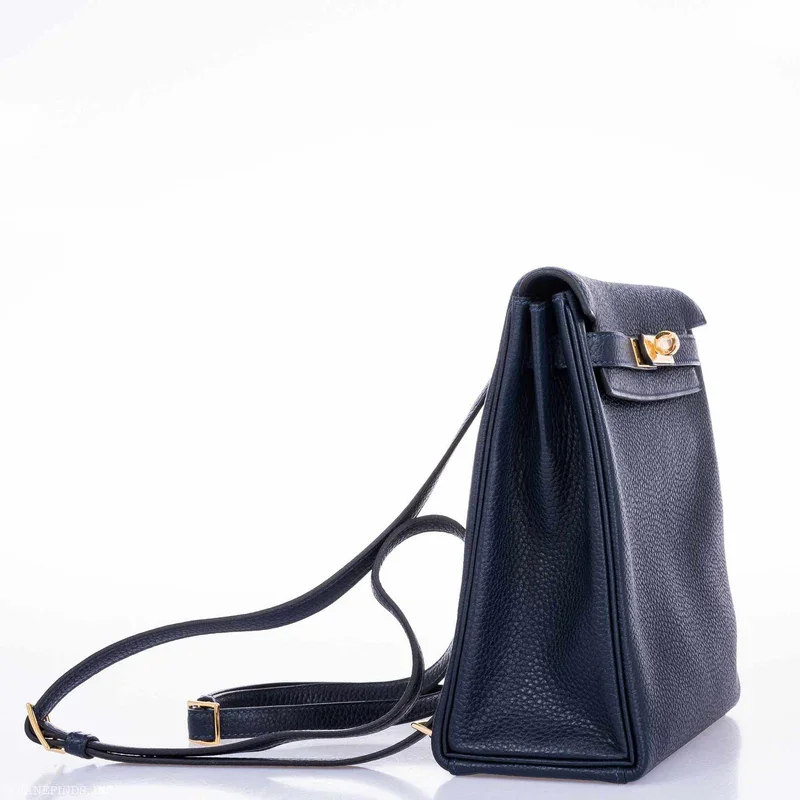 Blue Togo Leather Backpack Kelly Ado side