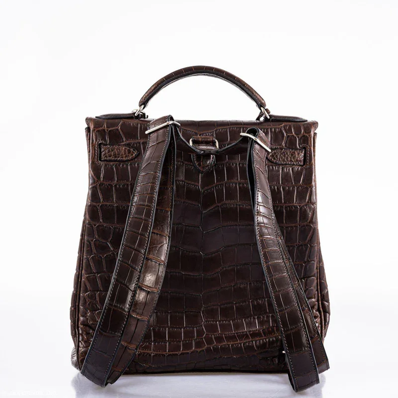 Brown Crocodile Backpack Kelly Ado 27 back