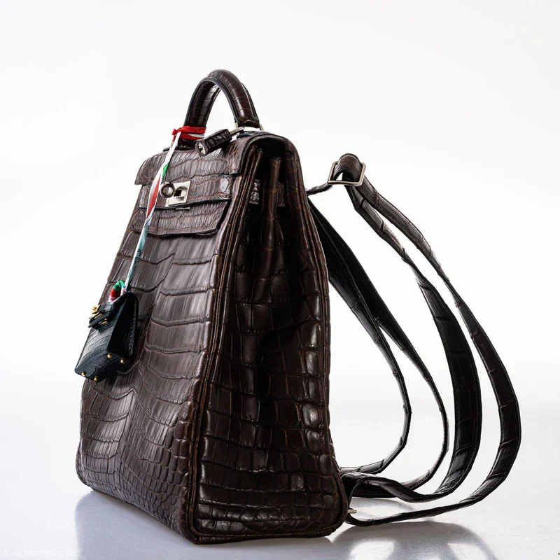 Brown Crocodile Backpack Kelly Ado 27 side