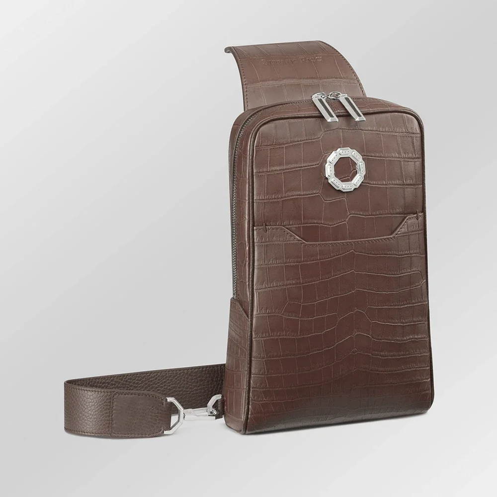 Brown Crocodile Sling Bag front