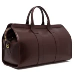 棕色皮革旅行手提包