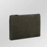 棕色磨砂鳄鱼皮手提包，带肩带