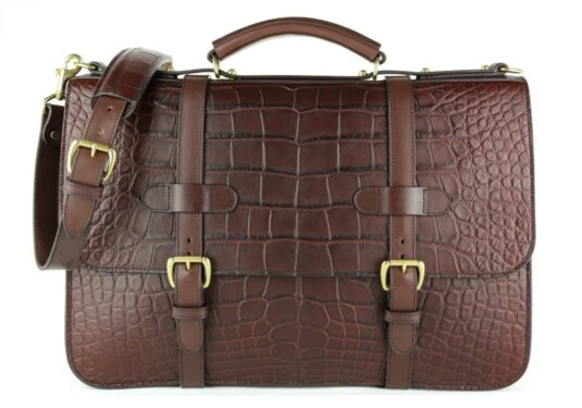 Brown alligator briefcase english design