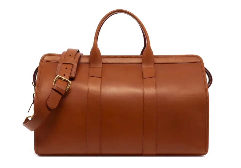 Cognac Leather Duffle Bag