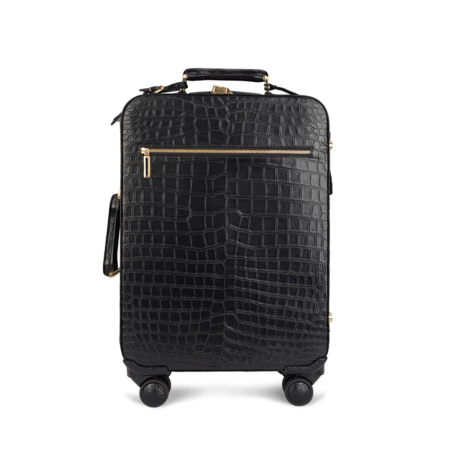 定制黑色鳄鱼皮行李手推箱正面