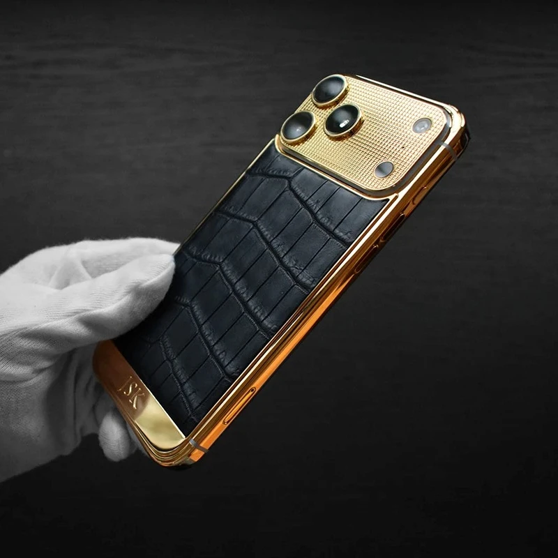 Customized luxury iPhone — gold plating exotic leather OJ Exclusive Netherlands