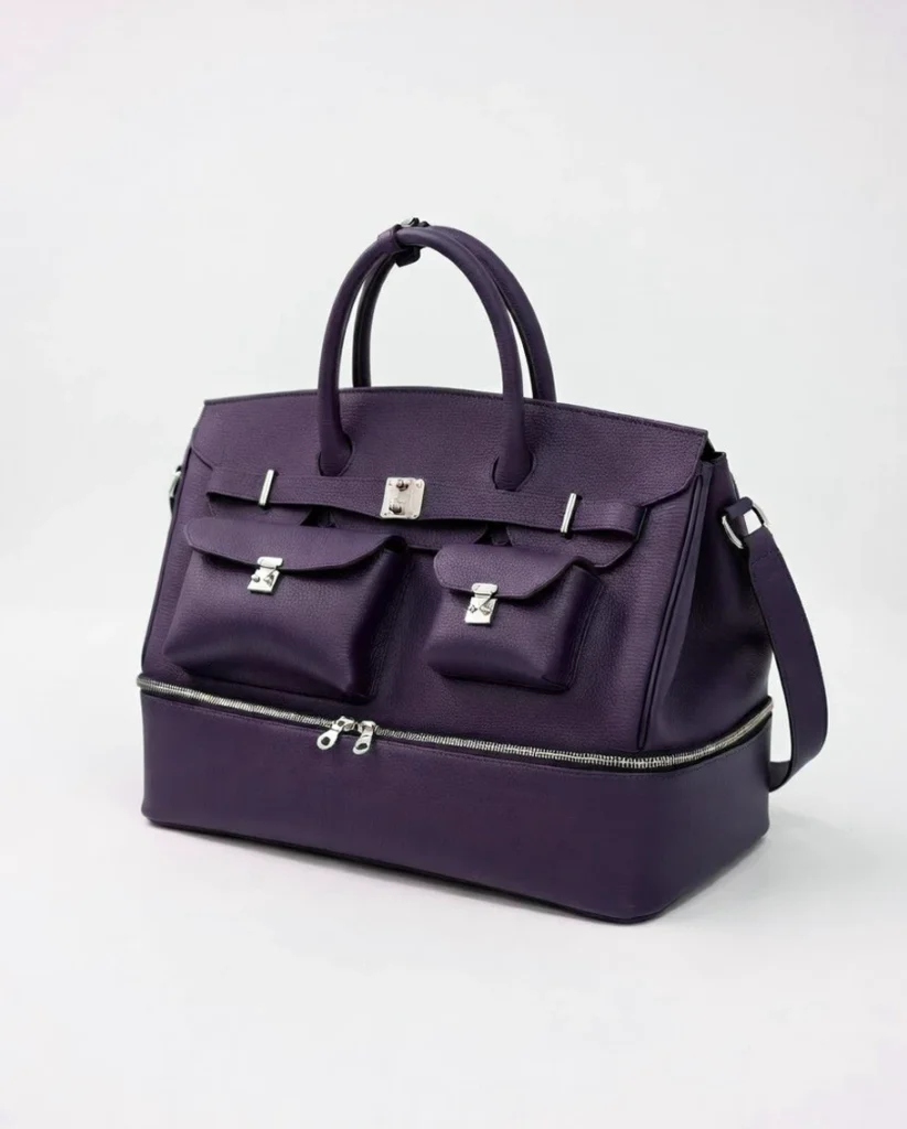 Bolso de viaje personalizado de cuero morado