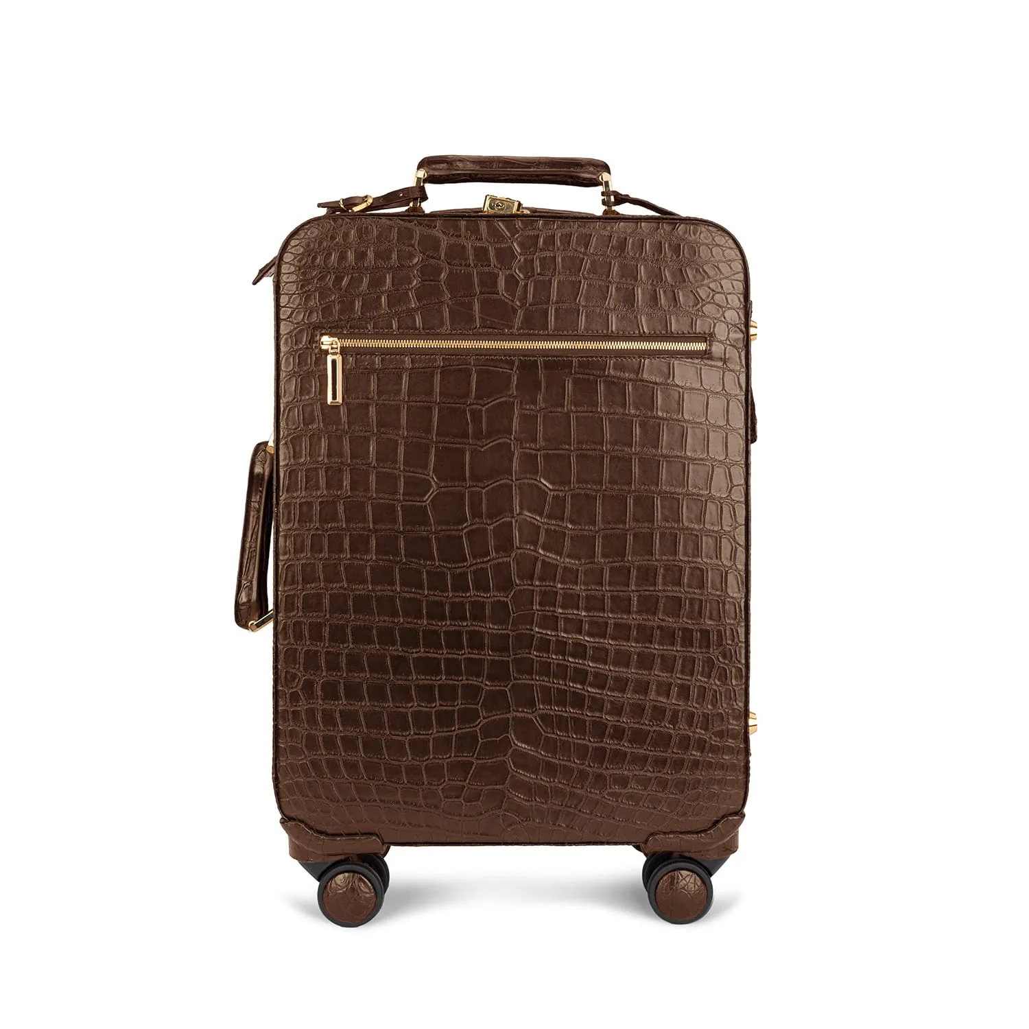 定制棕色鳄鱼行李手推车前部