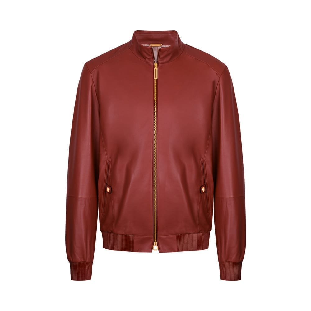 Dark red lambskin leather jacket