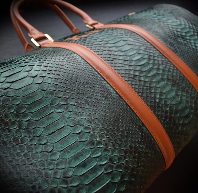 GREEN PYTHON DUFFLE BAG