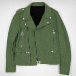 GREEN SUEDE BIKER JACKET FRONT