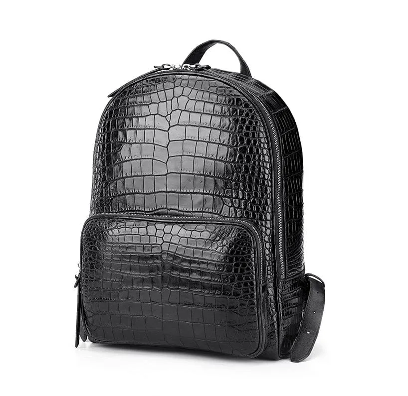 Echte Alligatorleder-Rucksäcke Luxus-Rucksack schwarz für Männer2