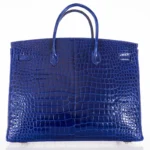 Glossy Blue Crocodile Handbag Birkin 40cm