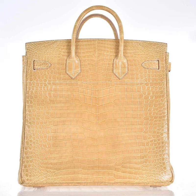 Borsa Birkin 40 cm in coccodrillo lucido color crema