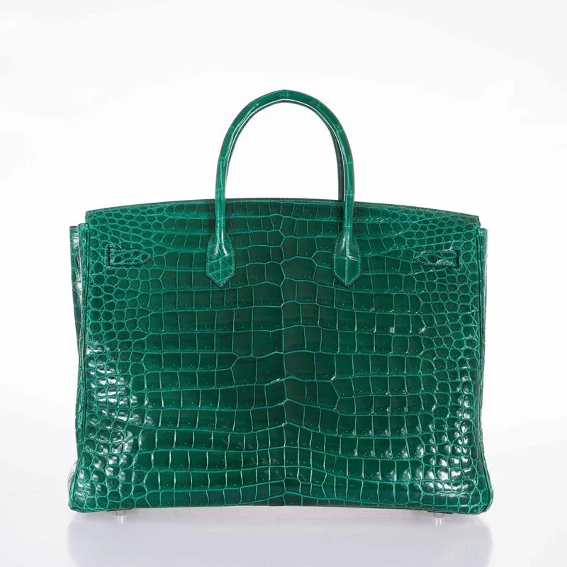 Glossy Green Handbag Birkin 40cm back