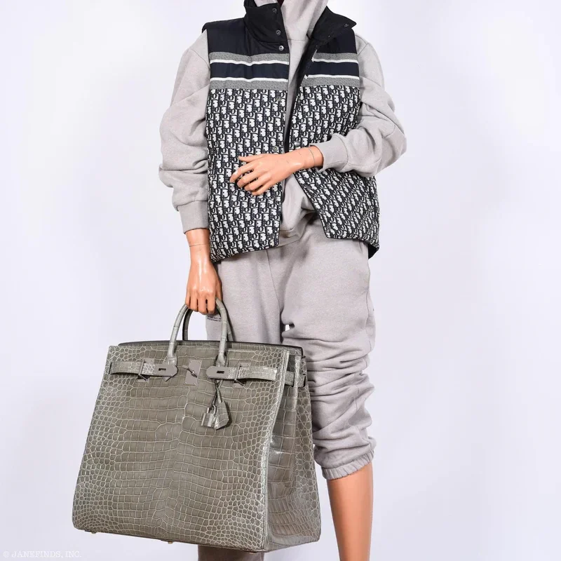 亮灰色铂金包，50厘米，正面2