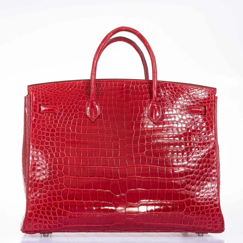 亮红色铂金包，40厘米，背面