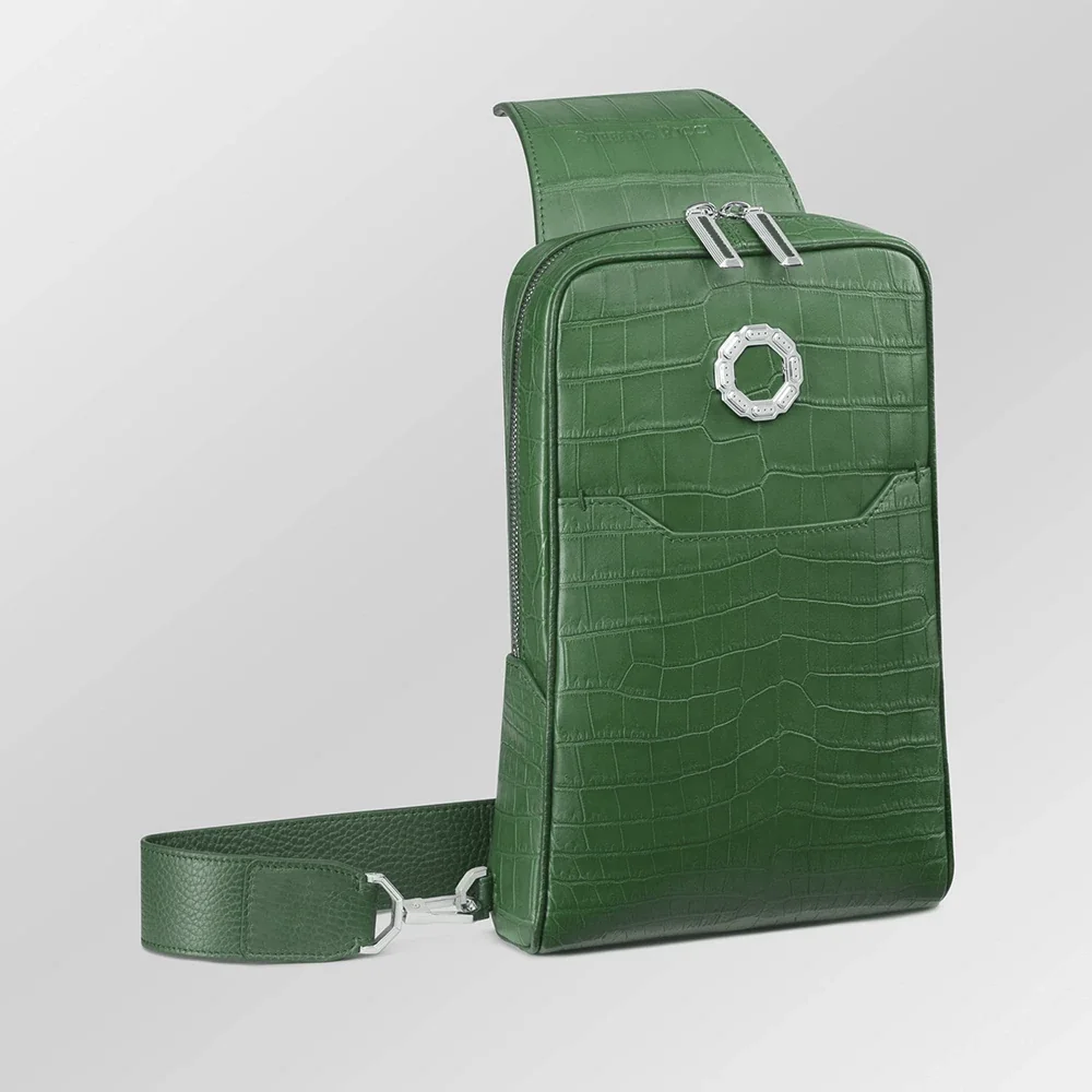 Green Crocodile Sling Bag front