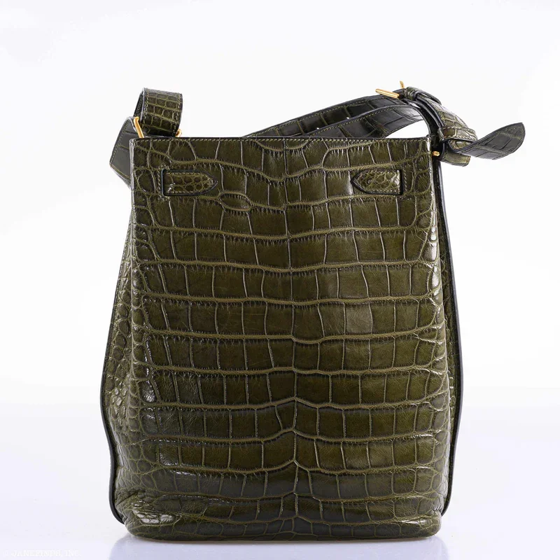 绿色鳄鱼皮单肩包 Kelly 22 背面