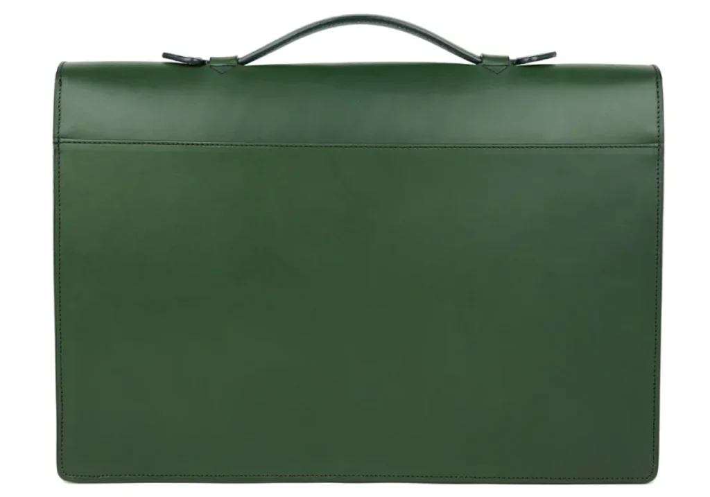 Valigetta in pelle verde con dorso classico