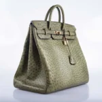 Borsa Birkin 40 cm in pelle di struzzo verde