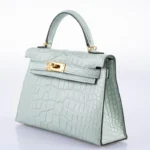 Green mint Alligator Handbag Kelly 20cm
