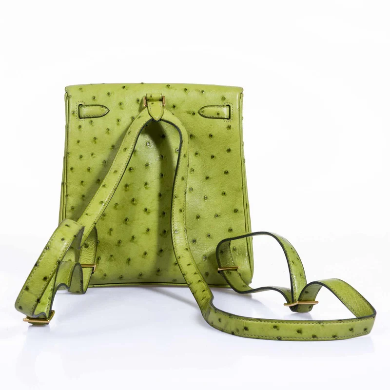 Green ostrich backpack hac a dos back