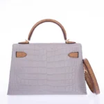 Grey Alligator Clutch Bag Kelly Pochette