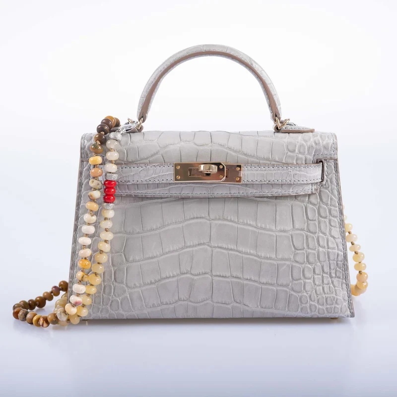 灰色鳄鱼皮凯莉手提包 20厘米
