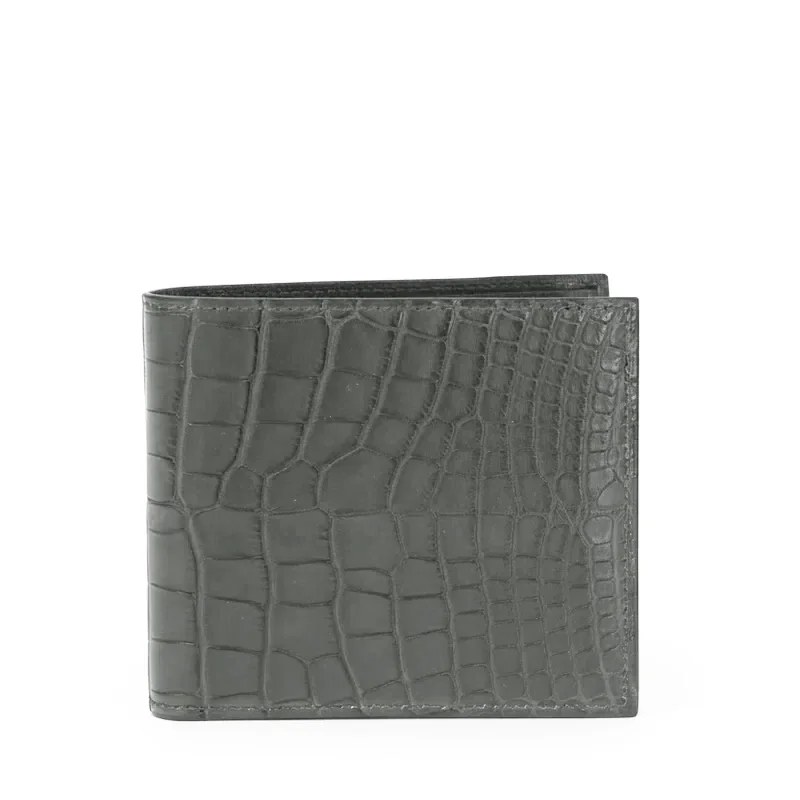 Grey Crocodile Bifold Wallet