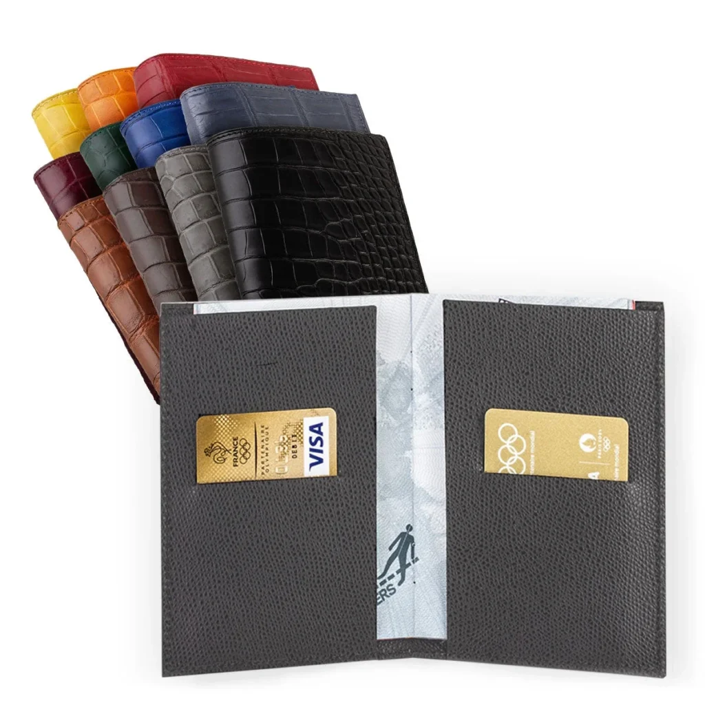Grey Crocodile Passport Holder inside