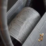 Grey crocodile tote handbag handle