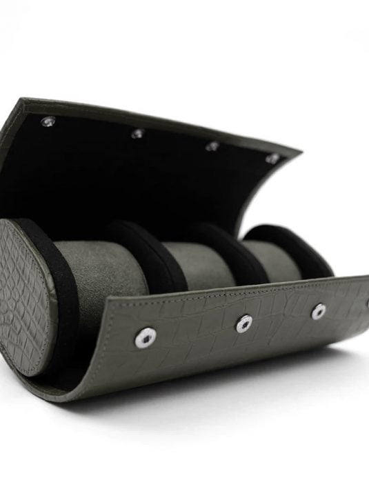 Grey crocodile watch roll oj exclusive