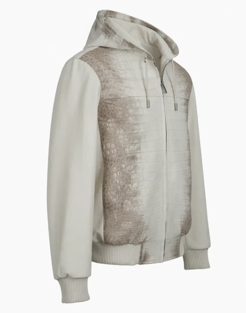 Himalayan Crocodile Jacket with hoodie and leather