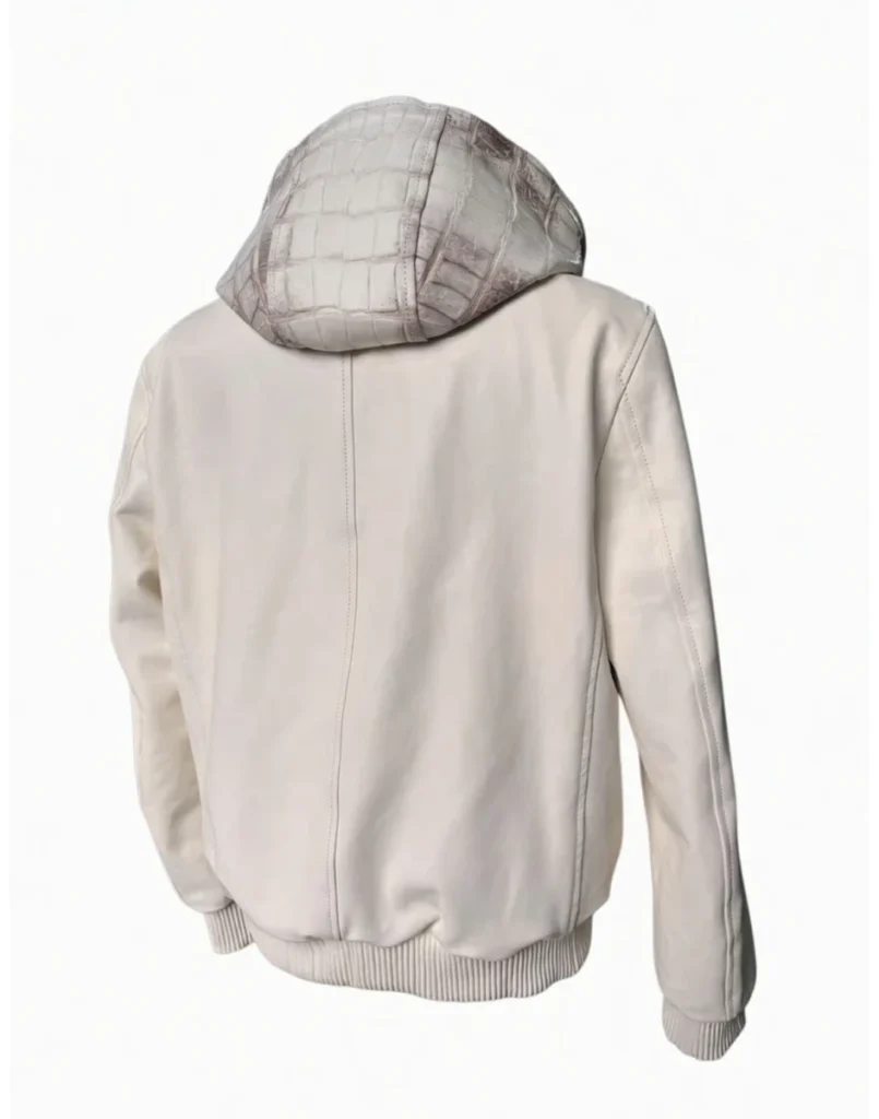 Himalayan Crocodile Jacket with hoodie and leather back