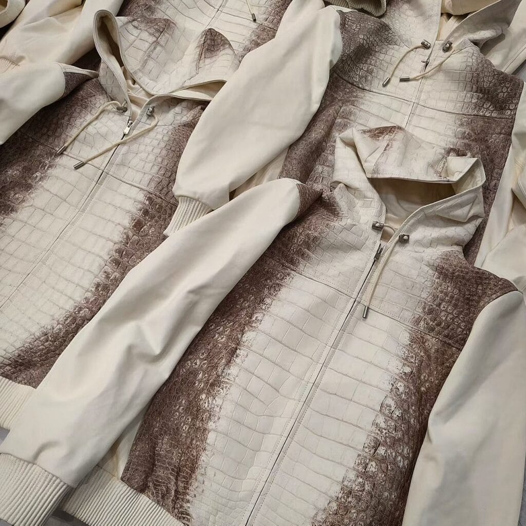 喜马拉雅 鳄鱼 皮革 夹克 连帽衫