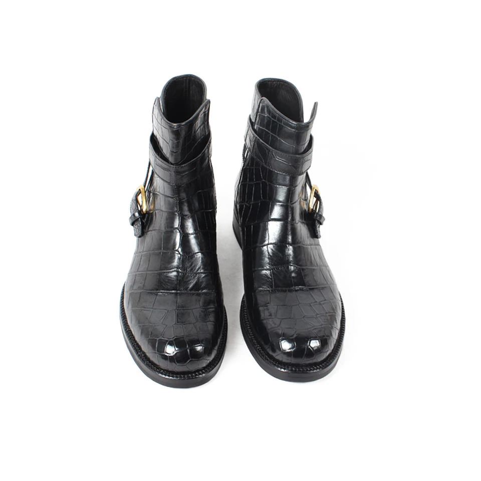 Stivali da equitazione Jodhpur in pelle di coccodrillo con cucitura Goodyear3