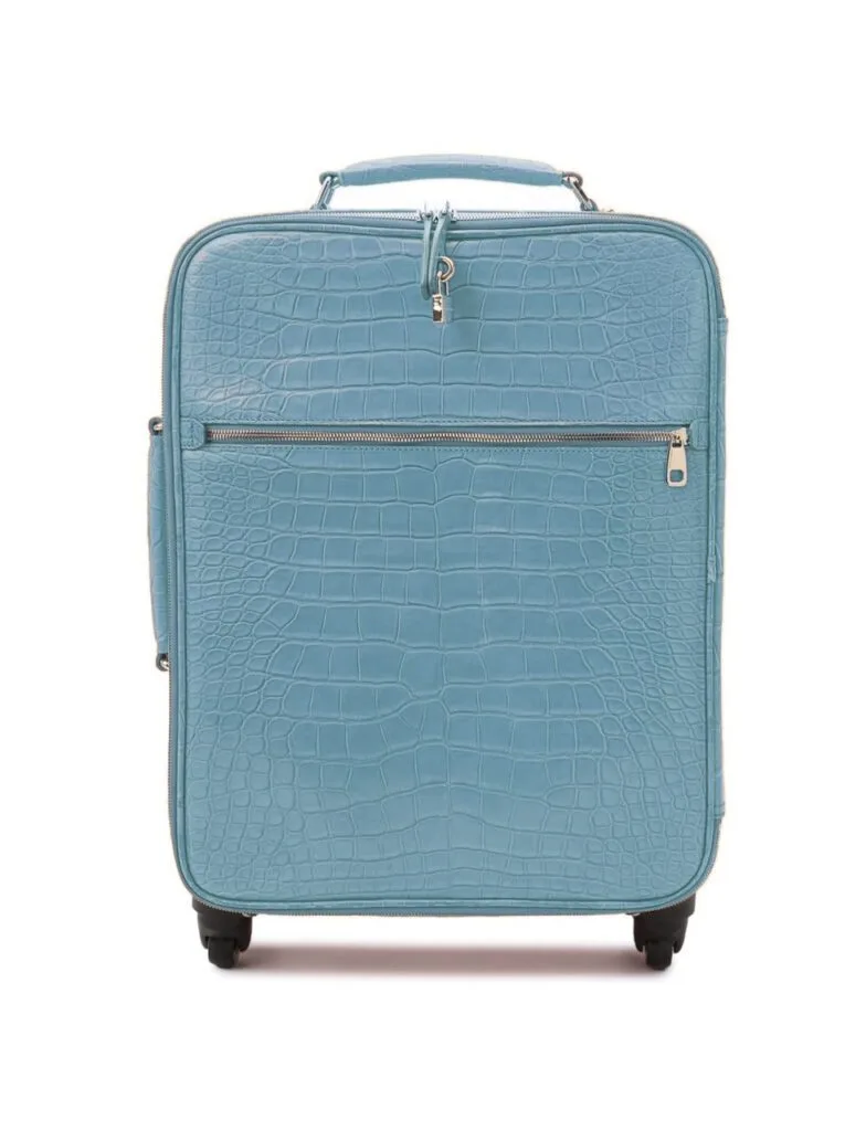 أزرق فاتح حقيبة سفر جلد التمساح أمامية