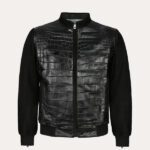 LUXURY MEN JACKET LEATHER JACKET WITH CROCODILE