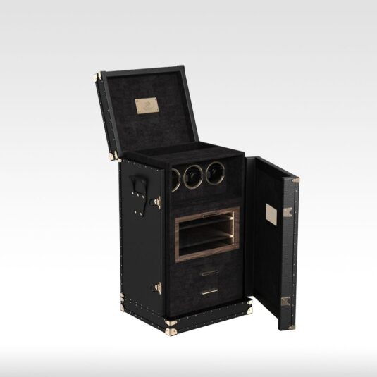 Leather Watch Winder box with humidor black (1)