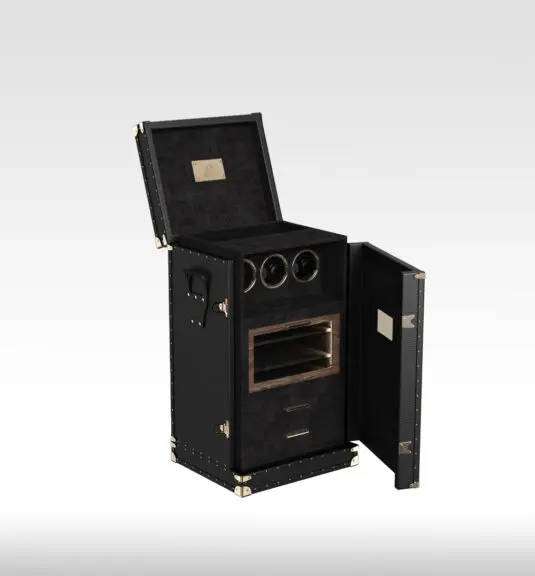 Leather Watch Winder box with humidor black (1)
