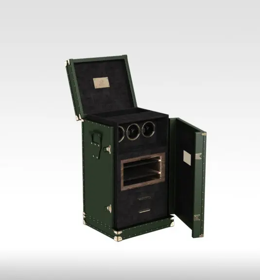 Leather Watch Winder box with humidor green