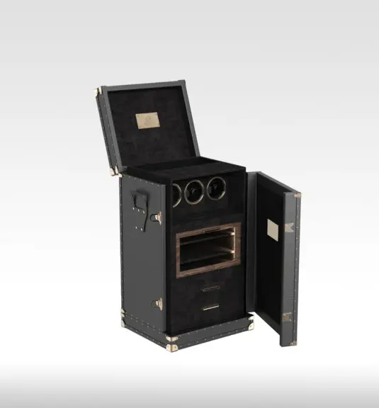Leather Watch Winder box with humidor grey