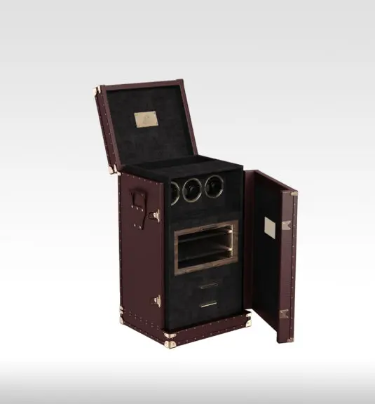 Leather Watch Winder box with humidor red