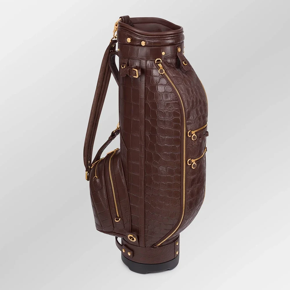 Luxury Brown Crocodile Leather Golf Bag side