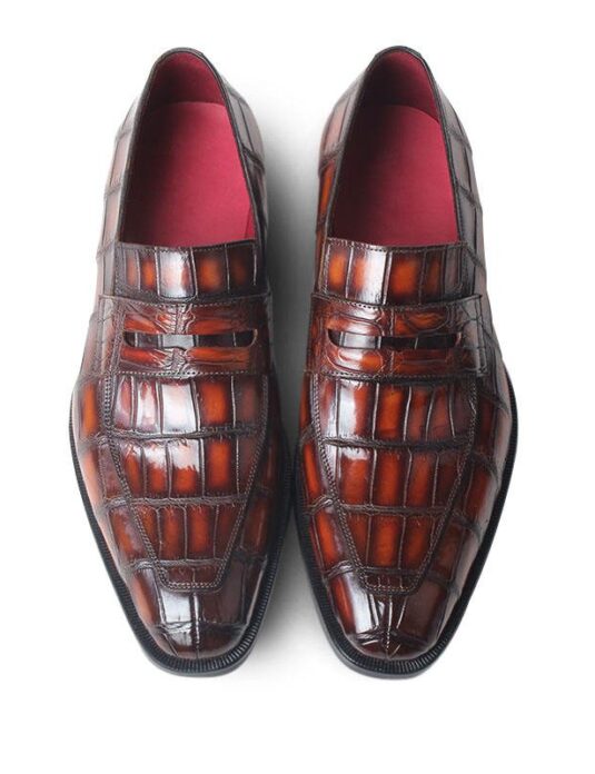 Red Crocodile Men Designer Shoes